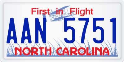 NC license plate AAN5751