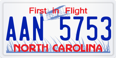 NC license plate AAN5753