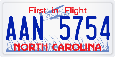 NC license plate AAN5754