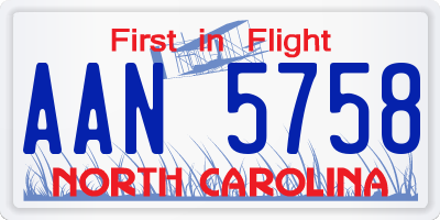 NC license plate AAN5758