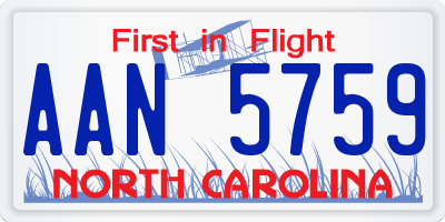 NC license plate AAN5759