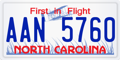NC license plate AAN5760