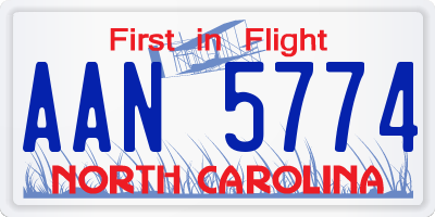 NC license plate AAN5774