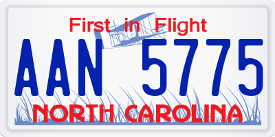 NC license plate AAN5775