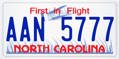 NC license plate AAN5777
