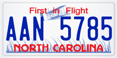 NC license plate AAN5785