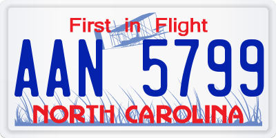 NC license plate AAN5799