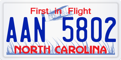 NC license plate AAN5802