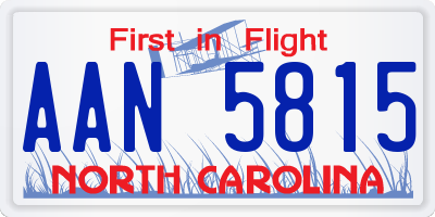 NC license plate AAN5815