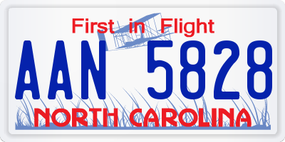 NC license plate AAN5828