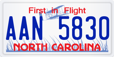 NC license plate AAN5830