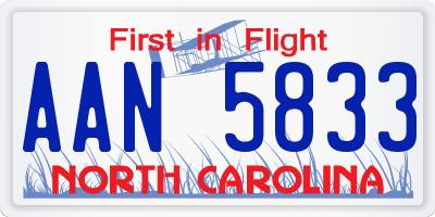 NC license plate AAN5833