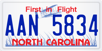 NC license plate AAN5834