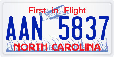 NC license plate AAN5837