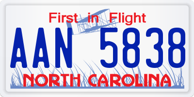 NC license plate AAN5838