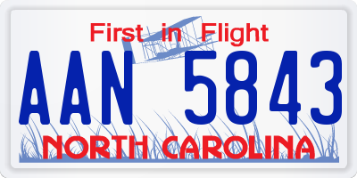 NC license plate AAN5843