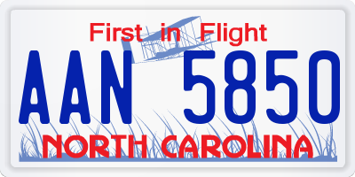 NC license plate AAN5850