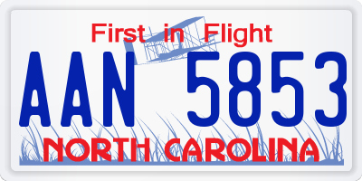 NC license plate AAN5853