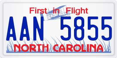 NC license plate AAN5855