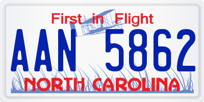 NC license plate AAN5862