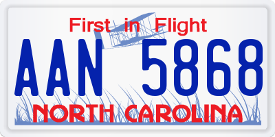 NC license plate AAN5868