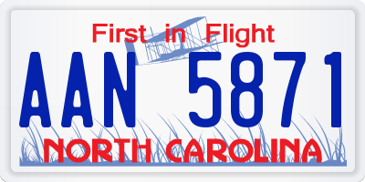 NC license plate AAN5871