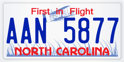 NC license plate AAN5877