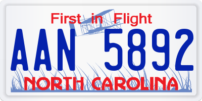 NC license plate AAN5892