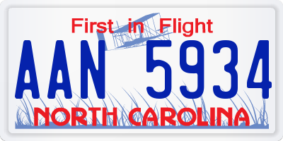 NC license plate AAN5934