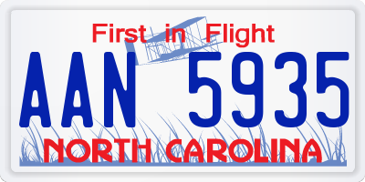 NC license plate AAN5935