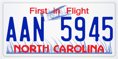 NC license plate AAN5945