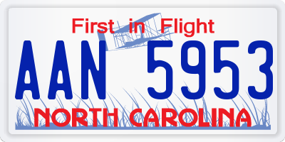 NC license plate AAN5953