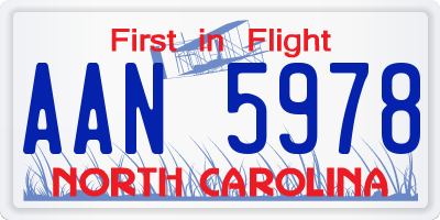 NC license plate AAN5978