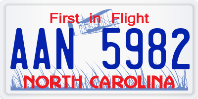 NC license plate AAN5982