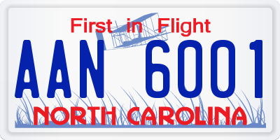 NC license plate AAN6001