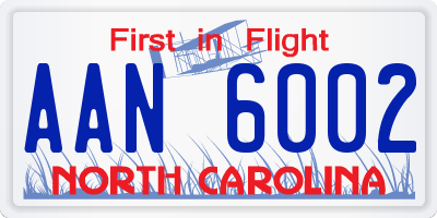 NC license plate AAN6002