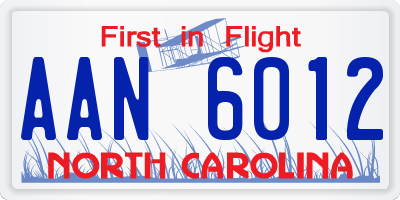 NC license plate AAN6012
