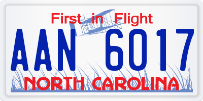 NC license plate AAN6017