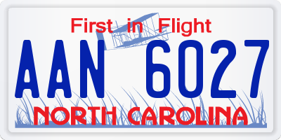 NC license plate AAN6027