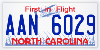 NC license plate AAN6029