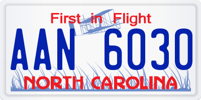 NC license plate AAN6030