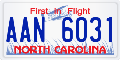 NC license plate AAN6031