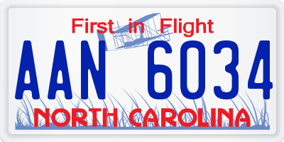 NC license plate AAN6034