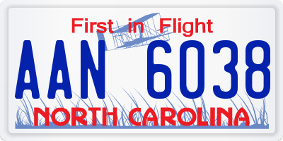 NC license plate AAN6038