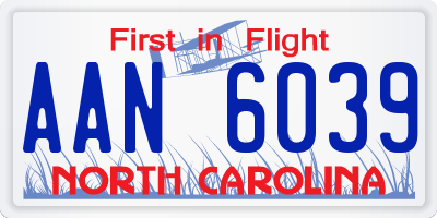 NC license plate AAN6039