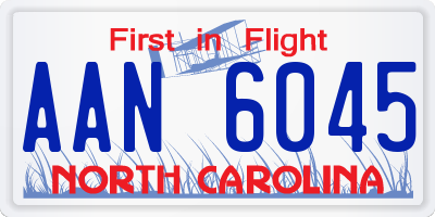 NC license plate AAN6045