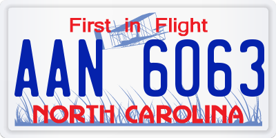 NC license plate AAN6063