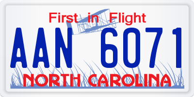 NC license plate AAN6071