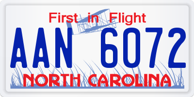 NC license plate AAN6072