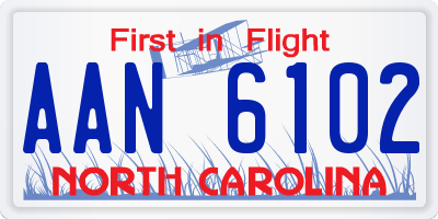 NC license plate AAN6102